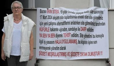 Apartman görevlisi saldırdı: Sesini duyurmak için pankart astı